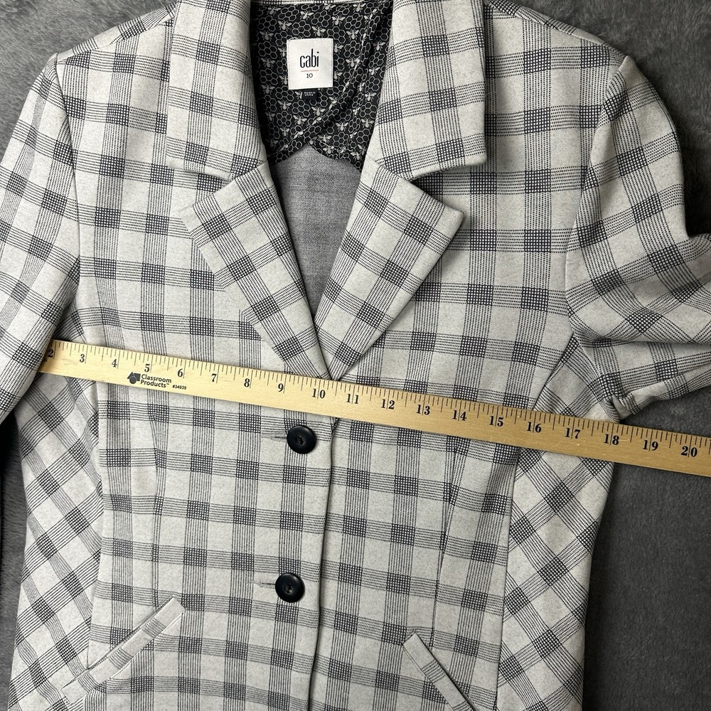 Cabi Valentina Peplum Jacket Size 10 Jersey Ponte Knit Checkered Blazer EUC - Picture 10 of 15